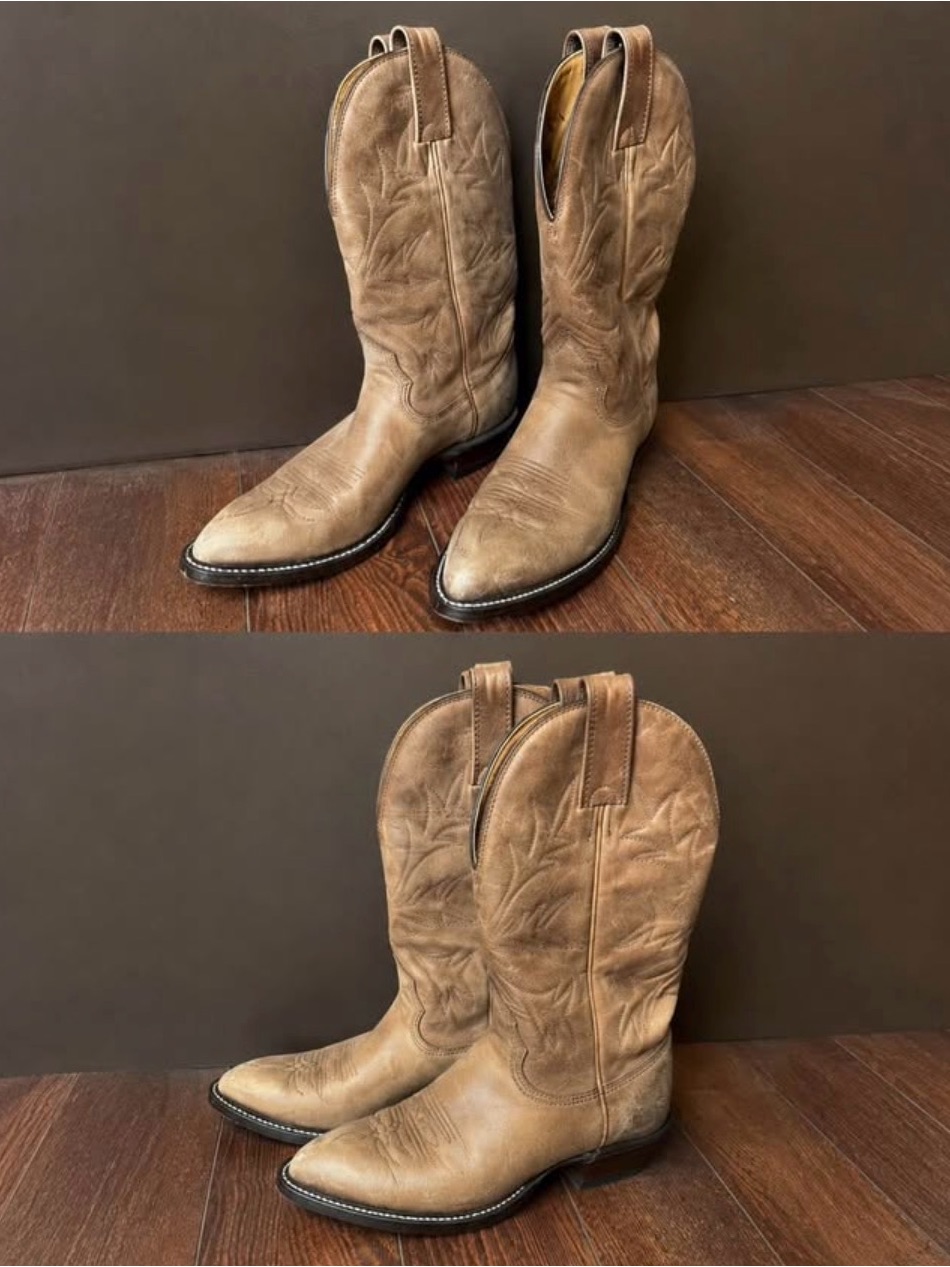 Women's Brown Leather Western Ankle Boots - Classic Cowboy Booties Fits 7.5-8